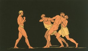 Odysseus bereitet sich auf den Kampf mit Irus vor von John Flaxman