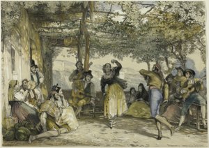 Spanische Bauern tanzen den Bolero von John Frederick Lewis
