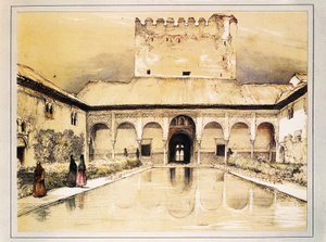 Die Alhambra von Granada, Farblithographie von John Frederick Lewis