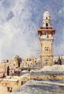 Ein Minarett in der nordwestlichen Ecke des Tempelbereichs von John Fulleylove