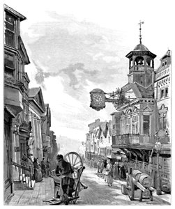 Guildford: High Street, mit dem Rathaus, 1886