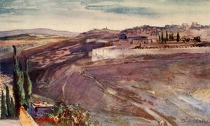 Jerusalem vom traditionellen Ort am Ölberg, wo Christus über die Stadt weinte, 1902
