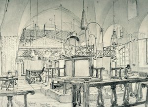 Spanische Synagoge in Jerusalem - Innenansicht, 1902 von John Fulleylove