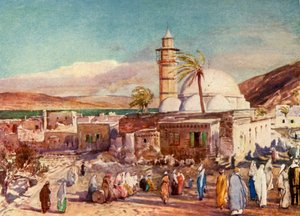 Die Moschee von Tiberias und der See Genezareth, 1902 von John Fulleylove