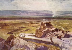 Die Ebene von Jericho, Blick auf die Berge von Moab