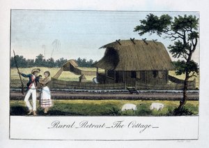 Ländlicher Rückzugsort, Das Cottage, 1813 von John Gabriel Stedman