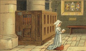 Mädchen betet in der Kirche