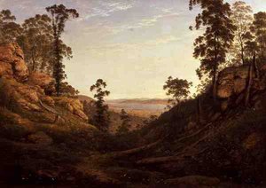 Der Fluss Derwent und Hobart Town, Tasmanien von John Glover