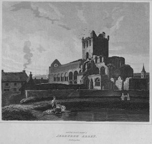 Südostansicht der Abtei von Jedburgh, Roxburghshire, 1814