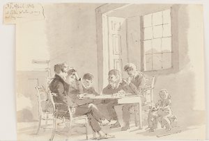 Jungen lesen in Storrs, Elterwater, 1814