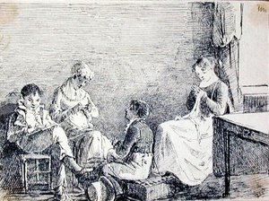 Familiengruppe in einem Innenraum