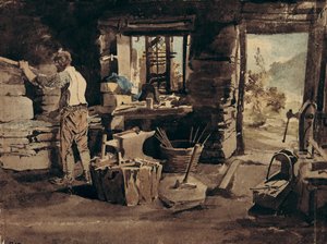 Innenansicht der Schmiede, Ambleside von John Harden