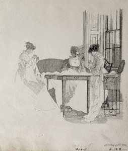 Damen beim Nähen, 1805 von John Harden
