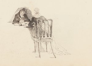 Mann und Frau sitzen an einem Tisch, 1805