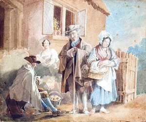 Vor einem Cottage von John Harden