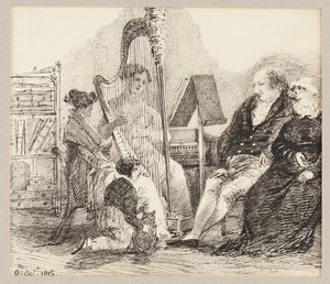 Musik spielen auf der Harfe, 1815 von John Harden