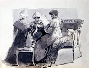 Drei Frauen auf einem Sofa von John Harden