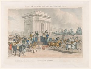 Ansicht einer Straße und Wellington Arch an der Hyde Park Corner