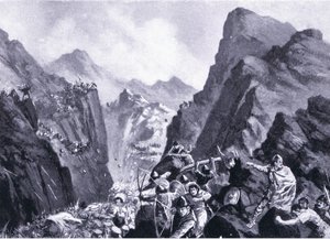 Vernichtung der griechischen Armee, Illustration aus Hutchinsons Geschichte der Nationen, Band 4, ca. 1920er Jahre