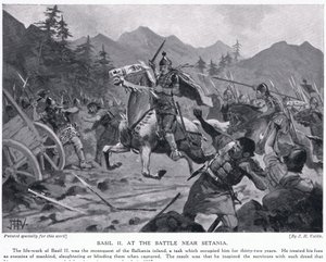 Basil II., in der Schlacht bei Setania 1017 n. Chr. von John Harris Valda
