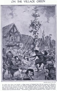 Auf dem Dorfplatz. Tanz um den Maibaum von John Harris Valda