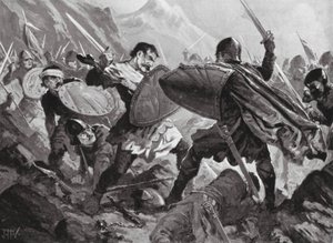 Zar Michael Shishman von Bulgarien, getötet in der Schlacht von Velbuzhd von John Harris Valda