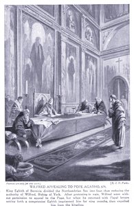 Wilfred appelliert an Papst Agatho AD 679, 1920er Jahre von John Harris Valda