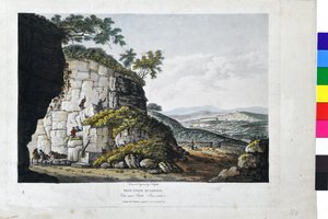 Freie Steinbrüche. Blick nahe Bath, Somersetshire
