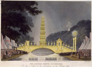 Die chinesische Brücke beleuchtet in der Nacht der Friedensfeier von John Heaviside (after) Clark