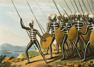 Krieger von New South Wales, graviert von M. Dubourg (fl.1813-1820) 1813 (Lithographie)