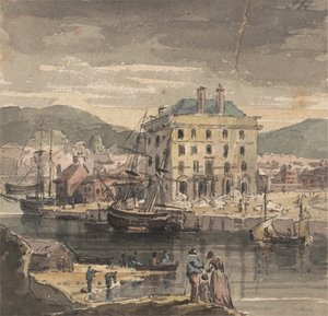 Weymouth: mit Figuren, Schiffen und Blick auf (?) das Zollhaus