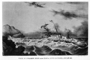 Das Wrack des Dampfschiffs Union an der Küste von Niederkalifornien, 1851, 1937