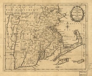 Neue und genaue Karte der Kolonie Massachusetts Bay in Nordamerika, nach einer aktuellen Vermessung von John Hinton