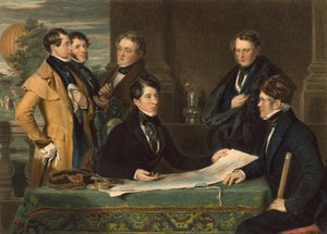 Eine Beratung vor einer Luftreise von London nach Wellburg in Nassau am 7. November 1836, veröffentlicht 1843