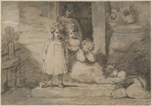 Vier Kinder und ein älteres Mädchen von John Hoppner
