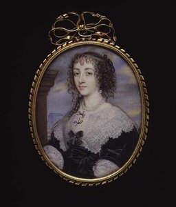 Nr. 3862 Königin Henrietta Maria, Ehefrau von König Karl I., ca. 1640 (Pergament auf Spielkarte)