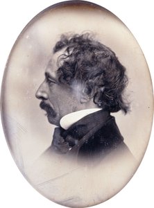 Profilporträt eines Gentlemans, identifiziert als Charles Dickens, um 1853-1855 von John Jabez Edwin Paisley Mayall
