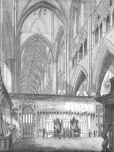 Das Kirchenschiff, Westminster Abbey, Blick nach Westen von der St. Edwards Kapelle, 1845