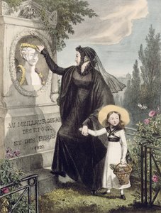Der Friedhof von Pere Lachaise, gedruckt von Charles Joseph Hullmandel, veröffentlicht 1822