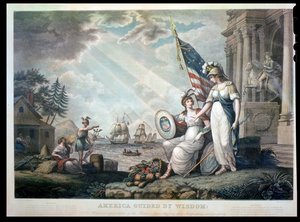 Amerika geführt von Weisheit, 1815 (graviert von Benjamin Tanner)
