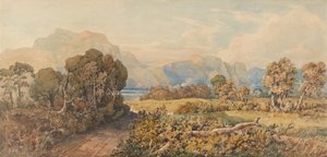 Landschaft mit Fluss und Bergen