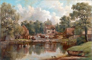 Bauernhof in Wood Lane, Handsworth, 1850-1908 von John Joseph Hughes