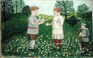 Kinder pflücken Gänseblümchen von John Kane