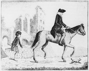 Francis Garden, Lord Gardenstone mit seinem Hund Smash und einem Highland-Jungen, 1784 von John Kay