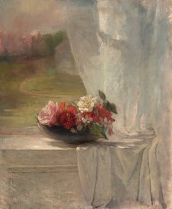 Blumen auf einer Fensterbank, ca. 1861