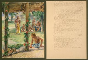 Präsentation von Lebensmitteln auf der Insel Manono, Samoa von John La Farge