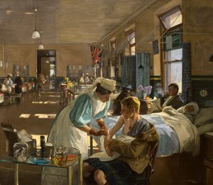 Die ersten Verwundeten im Londoner Krankenhaus, August 1914