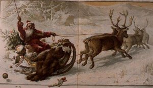 Weihnachtsmann fährt seinen Schlitten durch den Schnee, aus "Jack Frost"