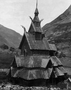 Borgund Holzkirche in Norwegen (12. Jahrhundert)