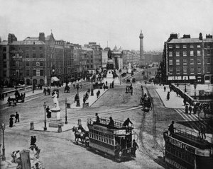 Sackville Street in Dublin, Irland, um 1900 (s/w Foto)
